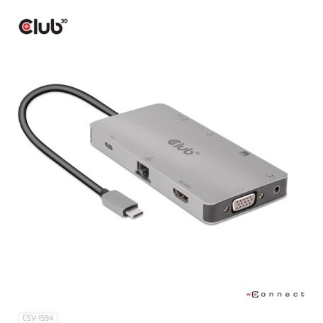 Club 3D USB Hub - CSV-1594 (3.1 USB-C Gen 1 to HDMI, 2xUSB-A Gen 1, USB-C Gen 1, VGA, SD, Micro SD 3.0, RJ45, 3,5 Jack)