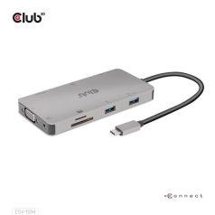   Club 3D USB Hub - CSV-1594 (3.1 USB-C Gen 1 to HDMI, 2xUSB-A Gen 1, USB-C Gen 1, VGA, SD, Micro SD 3.0, RJ45, 3,5 Jack)