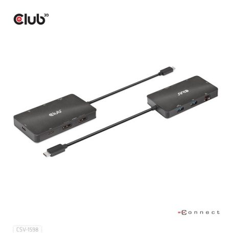Club 3D USB Hub - CSV-1598 (USB-C Gen 2 to 2xDisplayPort, 2xUSB-A Gen 2, 2xUSB-C Gen 2, RJ45, 4k60Hz)