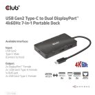 Club 3D USB Hub - CSV-1598 (USB-C Gen 2 to 2xDisplayPort, 2xUSB-A Gen 2, 2xUSB-C Gen 2, RJ45, 4k60Hz)