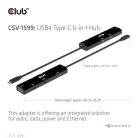 Club 3D USB Hub - CSV-1599 (USB-C 4 to HDMI, 2xUSB-A (10G), RJ45 (2,5G), USB-C 100W PD 3.0, USB-C 10Gbps, 8k60Hz)