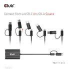 Club 3D Átalakító - CSV-1611(USB-C (USB-A Adapterrel) to Dual HDMI (4K/30Hz) / VGA (1080/60Hz))