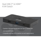 Club 3D KVM Switch - CSV-2512 (USB-C to 4xHDMI 4K60Hz, Alternate Mode, 5 Gbps, 100W)
