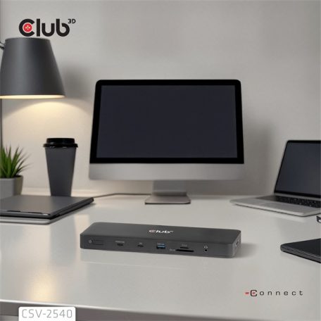 Club 3D Notebook Dokkoló - CSV-2540 (USB-C to 2xUSB-C, 2xUSB-A, 2xHDMI, 2xDP, RJ45, SD/MicroSD, 100W PD, 4K60hz)