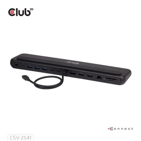 Club 3D Notebook Dokkoló - CSV-2541 (USB-C to 4xUSB-C, 2xUSB-A, 2xHDMI, 2xDP, RJ45, SD/MicroSD, 100W PD, 4K60hz)