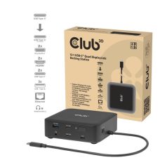   Club 3D Notebook Dokkoló - CSV-2542 (USB-C to 2x Displayport 8K60Hz + 2x HDMI™ 4K60Hz PD3.0 100Watt Ethernet 2.5G)