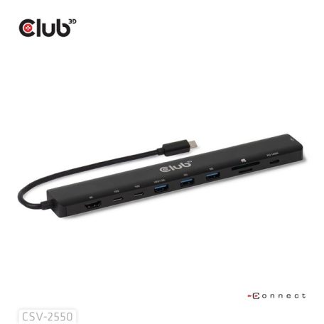 Club 3D USB Hub - CSV-2550 (USB-C to 3xUSB-C, 3xUSB-A, RJ45, SD/MicroSD, 140W PD, HDMI, 8K30hz)