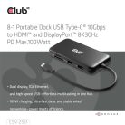Club 3D USB Hub - CSV-2551 (USB-C to USB-C, 2xUSB-A, RJ45, SD/MicroSD, 100W PD, HDMI, DP, 8K30hz)