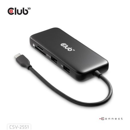 Club 3D USB Hub - CSV-2551 (USB-C to USB-C, 2xUSB-A, RJ45, SD/MicroSD, 100W PD, HDMI, DP, 8K30hz)