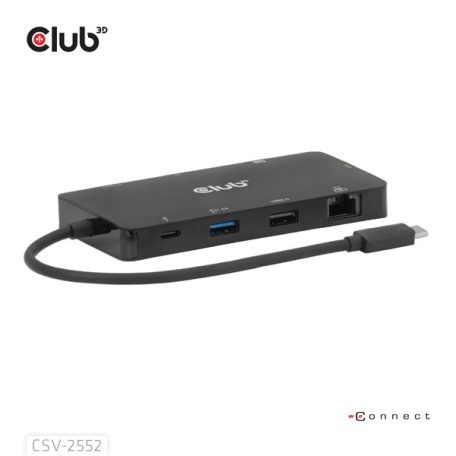 Club 3D USB Hub - CSV-2552 (USB-C to 2xUSB-C, 2xUSB-A, 2xHDMI, RJ45, SD/MicroSD, 100W PD, 4K60hz)