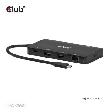 Club 3D USB Hub - CSV-2552 (USB-C to 2xUSB-C, 2xUSB-A, 2xHDMI, RJ45, SD/MicroSD, 100W PD, 4K60hz)