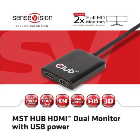 Club 3D MST Hub - CSV-6200H (DisplayPort 1.2 to HDMI 1.4, 4K30Hz)