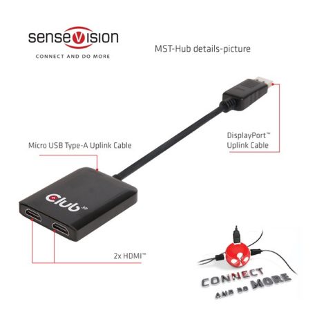 Club 3D MST Hub - CSV-6200H (DisplayPort 1.2 to HDMI 1.4, 4K30Hz)