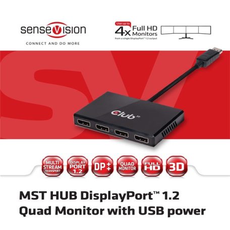 Club 3D USB Hub - CSV-6400 (Multi Stream, DisplayPort 1.2 to 4xDisplayPort, 4K60Hz)