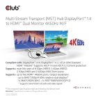 Club 3D MST Hub - CSV-7200H (DisplayPort 1.4 to 2x HDMI, 2x 4K60Hz)