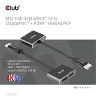 Club 3D MST Hub - CSV-7220 (DisplayPort 1.4 to DisplayPort + HDMI, 2x 4K60Hz)