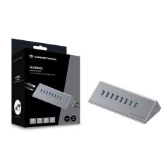   Conceptronic USB Hub - HUBBIES18G (10 port, USB-A/C to 2x USB-C+8x USB-A, külső táp, szürke)