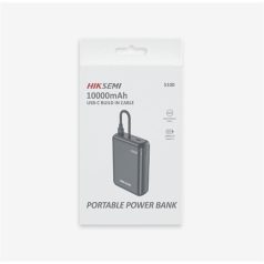   Hikvision HIKSEMI Akkubank - 10000mAh S100 PowerBank (2db Type-C, Beépített kábel, Output 20W max.) Szürke