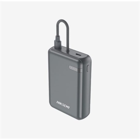 Hikvision HIKSEMI Akkubank - 10000mAh S100 PowerBank (2db Type-C, Beépített kábel, Output 20W max.) Szürke