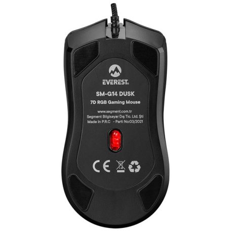 Everest Gamer Egér - SM-G14 DUSK  (7200 DPI, 7gomb, 1,5m harisnyázott kábel,optikai, fekete, RGB LED)