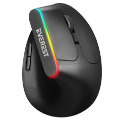   Everest Vezeték nélküli Egér - SMW-618  Ergonomic Vertical (1600 DPI, 6 gomb, optikai, fekete, RGB LED)
