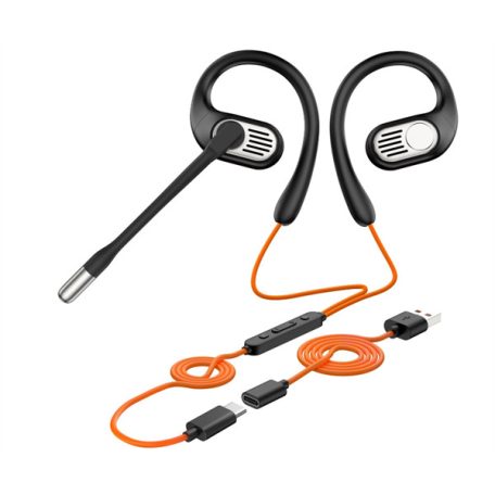 ONEODIO Sport Fejhallgató - OpenRock LINK 10 Black (premium, légvezetés, BT 6.0, fekete, USB-C, USB-A)