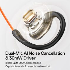   ONEODIO Sport Fejhallgató - OpenRock LINK 10 Black (premium, légvezetés, BT 6.0, fekete, USB-C, USB-A)