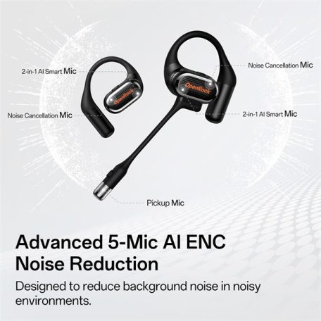 ONEODIO Sport Fejhallgató - OpenRock LINK 20 Black (premium, légvezetés, BT 6.0, fekete)