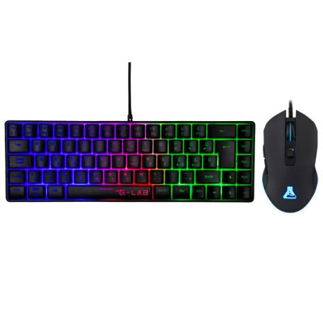 The G-Lab Gaming kit - 2 in 1 COMBO HYDROGEN B/HU (TKL billentyűzet, egér, 6200 DPI, RGB, USB-A, fekete, magyar)