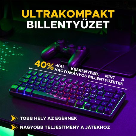 The G-Lab Gaming kit - 2 in 1 COMBO HYDROGEN B/HU (TKL billentyűzet, egér, 6200 DPI, RGB, USB-A, fekete, magyar)