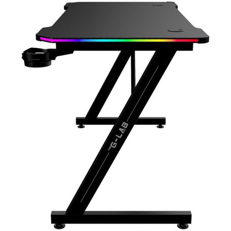 The G-Lab Gamer Asztal - K DESK ELECTRON EX (120x60cm, fém, pohártartó, fejhallgatótartó, fekete, RGB LED)