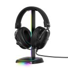 The G-Lab Fejhallgató állvány - K STAND NEON RGB H (fekete, USB-C, USB-A, univerzális, csúszásgátló, RGB)