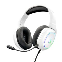   The G-Lab Fejhallgató - KORP RADIUM WHITE (mikrofon,USB, 3,5mm Jack, hangerőszabályzó, LED,nagy-párnás)