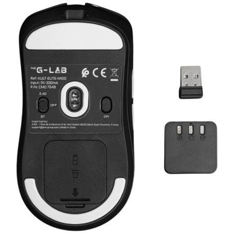 The G-Lab Vezeték nélküli Gamer Egér - KULT ELITE M100 (26000 DPI, 1000Hz, 400Mah, Huano swich, 55g, 2,4Ghz+BT+wire)