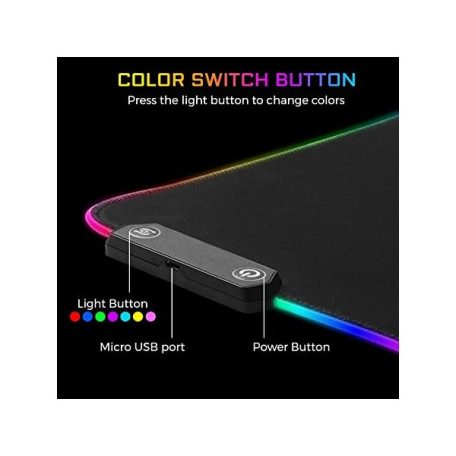 The G-Lab Egérpad - PAD RUBIDIUM (800x300x3mm; fekete, extra USB, vízálló, RGB LED)