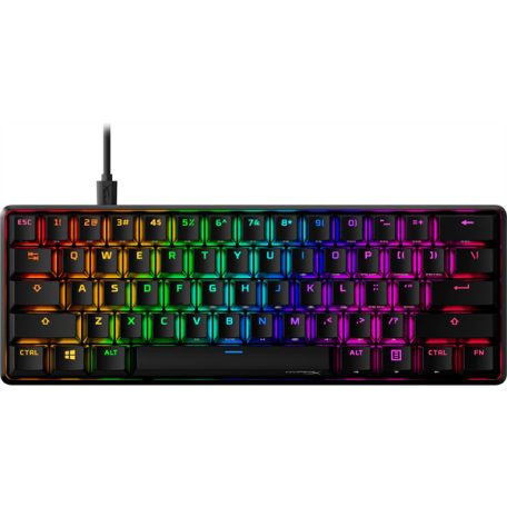 HyperX Mechanikus Billentyűzet - Alloy Origins 60 (Vezetékes, USB, 60 gomb, HX Red switch, angol kiosztás, fekete)