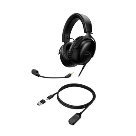 HyperX Fejhallgató - Cloud III (Vezetékes, USB-A/USB-C/3,5mm Jack, fekete/fekete)
