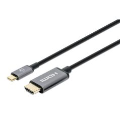 Manhattan Kábel - USB-C to HDMI aranyozott, 1m, Fekete