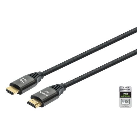 Manhattan Kábel - HDMI to HDMI (HDR, HEC, ARC, 8K@60Hz, 4K120Hz, HDR, 1m, 48Gbps Fekete)