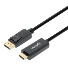   Manhattan Kábel - DisplayPort to HDMI ( DisplayPort 1.2, 4K@60hz,  1m, Fekete)