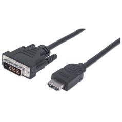   Manhattan Kábel - HDMI to DVI ( 1m; HDMI 19 pin - DVI-D Dual Link, Fekete)