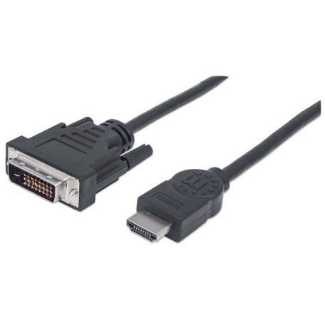 Manhattan Kábel - HDMI to DVI ( 1m; HDMI 19 pin - DVI-D Dual Link, Fekete)