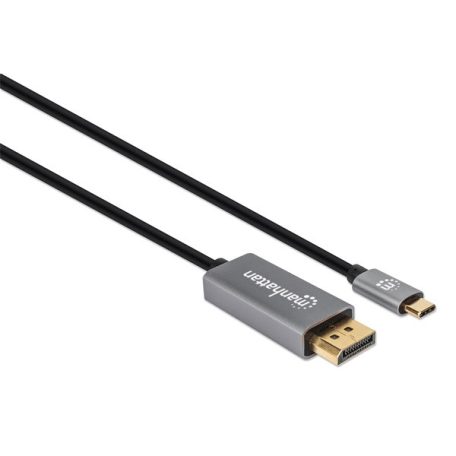 Manhattan Kábel - USB-C to DisplayPort 1.4 kábel (aranyozott, 4K@120Hz, 3m, Fekete)