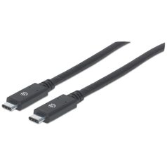   Manhattan Kábel - USB-C Male to USB-C Male, 2m,  60W/3A, 4K@60Hz, Fekete