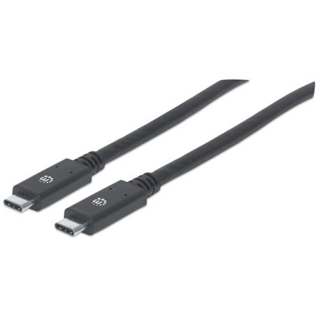 Manhattan Kábel - USB-C Male to USB-C Male, 2m,  60W/3A, 4K@60Hz, Fekete