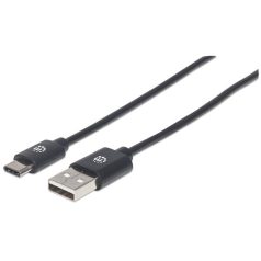 Manhattan Kábel - USB 2.0 Type-A to Type-C, 0.5m, Fekete
