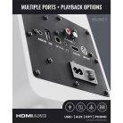 Majority Hangszóró 2.0 - D70X Fehér (70W, Bluetooth 5.3, USB, AUX, HDMI ARC, RCA, USB, Optikai, Távírányító)
