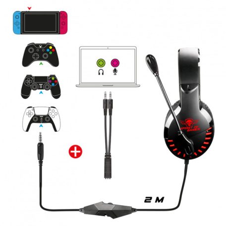 Spirit of Gamer Fejhallgató - PRO-H3 Red (MultiPlatform, mikrofon, 3.5mm jack, hangerőszabályzó, 2m kábel, piros)