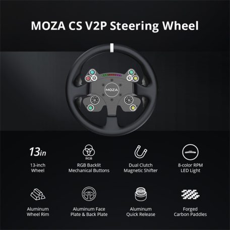 Moza Racing kiegészítő - CS V2P Kormánykerék (Dual Clutch, RGB, 13 inch)