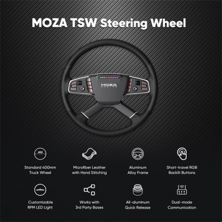 Moza Racing kiegészítő - TSW Kormánykerék (Kamion változat, RGB, 400mm)